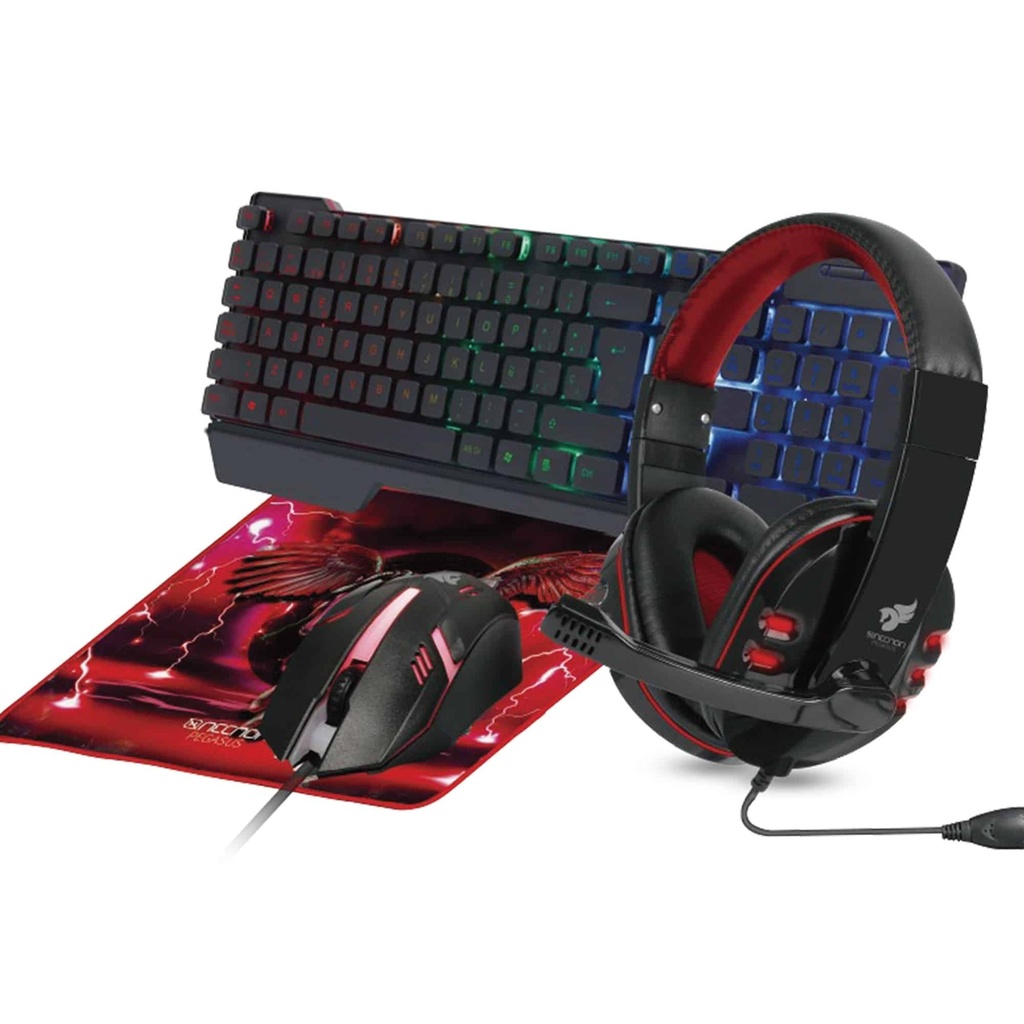 Kit  Gaming Necnon 4 En 1 Ngc-pegasus Aud,tecl,mouse Rojo Nbcgpg0241