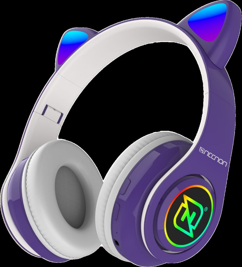 AUDIFONOS NECNON ON-EAR BT NBH-07 C/OREJAS LUZRGB  MANOS LIBRES MORADO