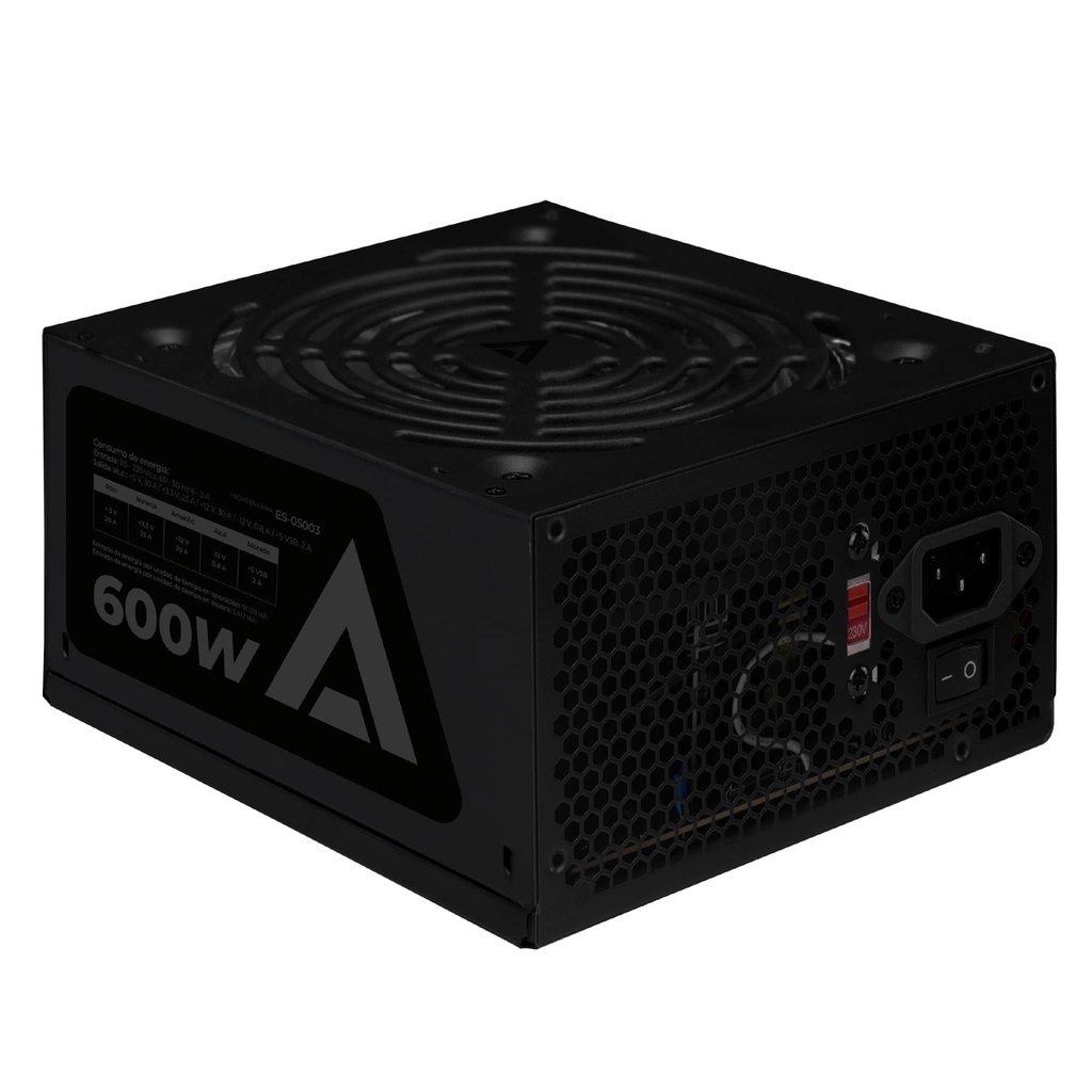 Fuente                                                                                                                                                                                                                     De Poder Acteck Atx 600 W 1x20+4 Pin -1x 4 Pin -1xpcie 6+2 Pin -3xsata -2xmolex-1xfloppy Led Blazar Ft600 -