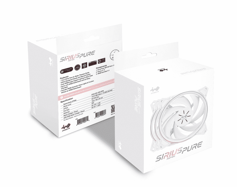 Ventilador In Win Sirius Pure ASP120 LED RGB 120mm 500 - 1800RPM Blanco  3 Piezas