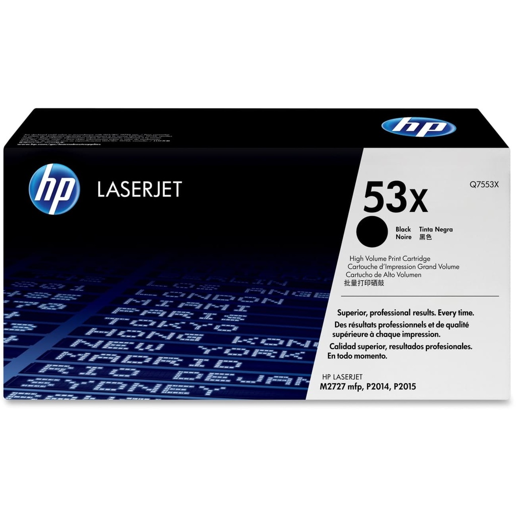 Toner                                                                                                                                                                                      Hp 53x Negro Alto Rendimiento P/2015, P2015d, P2015dn (q7553x)