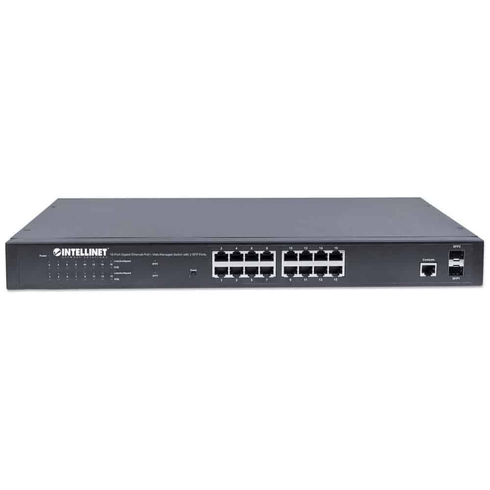 Poe                                                                                                                                                                                                                                                      Switch Intellinet Gb 16 Ptos 19" 30w/pto 220w Admin + 2 Sfp 561341