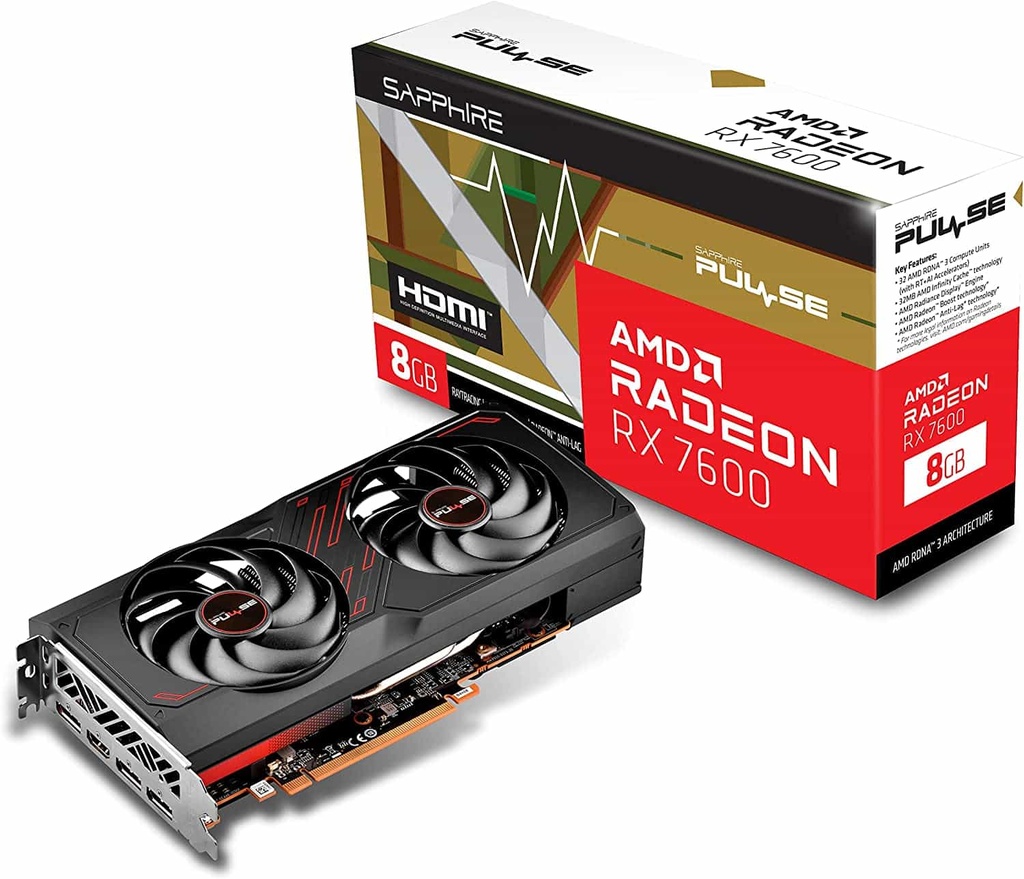 Tarjeta  De Video Sapphire Pulse Rx7600 Gaming Oc 8g Gddr6 11324-01-20g