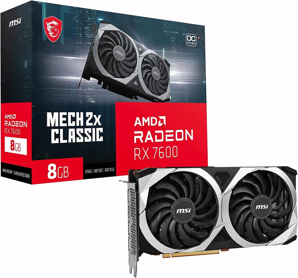 Tarjeta               De Video MSI Gaming Radeon Rx 7600 128 Bits 8gb GDDR6 Dp/hdmi Dual Torx Mech 2x Classic
