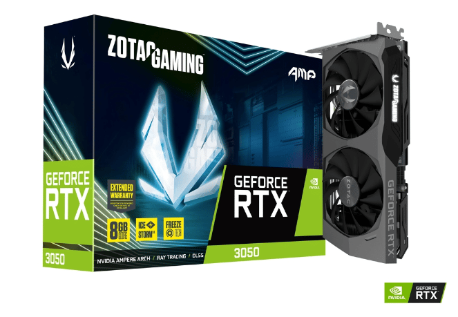 Tarjeta        De Video Zotac Nvidia Geforce RTX 3050 AMP 8gb 128-bit GDDR6 Zt-a30500f-10m Pue
