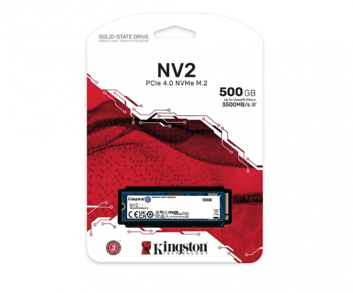 Unidad                                                           SSD Kingston Nv2 Nvme 500gb PCI Express 4.0 M.2 Pue Snv2s/500g