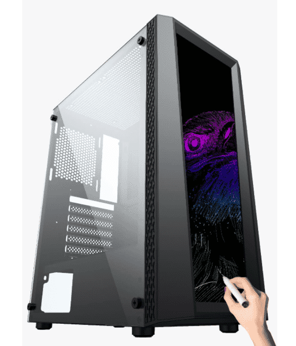 Gabinete ATX para Gaming Yaguaret Creepy ATX RGB frontal Panel Frontal con Superficie para Dibujar con plumón