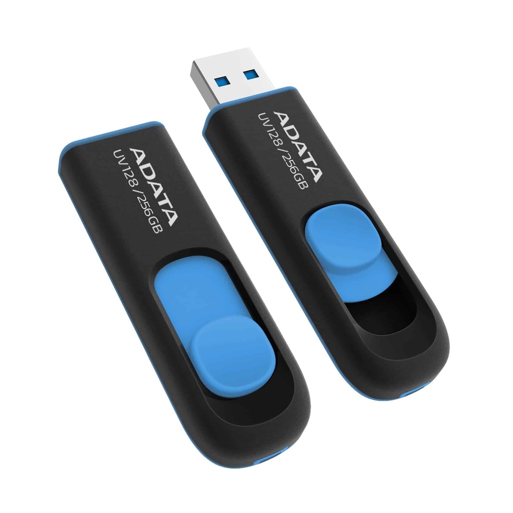 Memoria                                                                                                                                                                                                      Usb Adata Auv128-256g-rbe - Negro / Azul, 256 Gb, Usb 3.2 Gen1