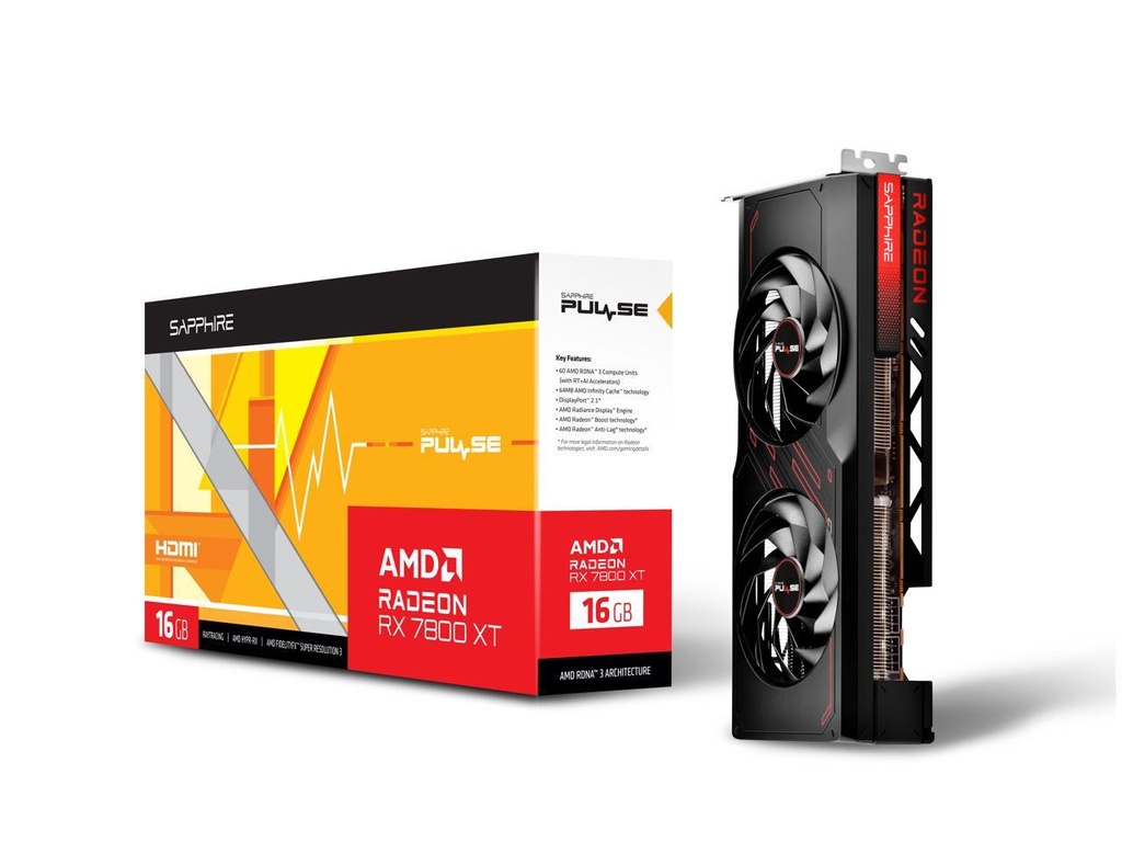 Tarjeta De Video Sapphire Pulse Rx7800xt 16gb Ddr6 Dual Hdmi/dp