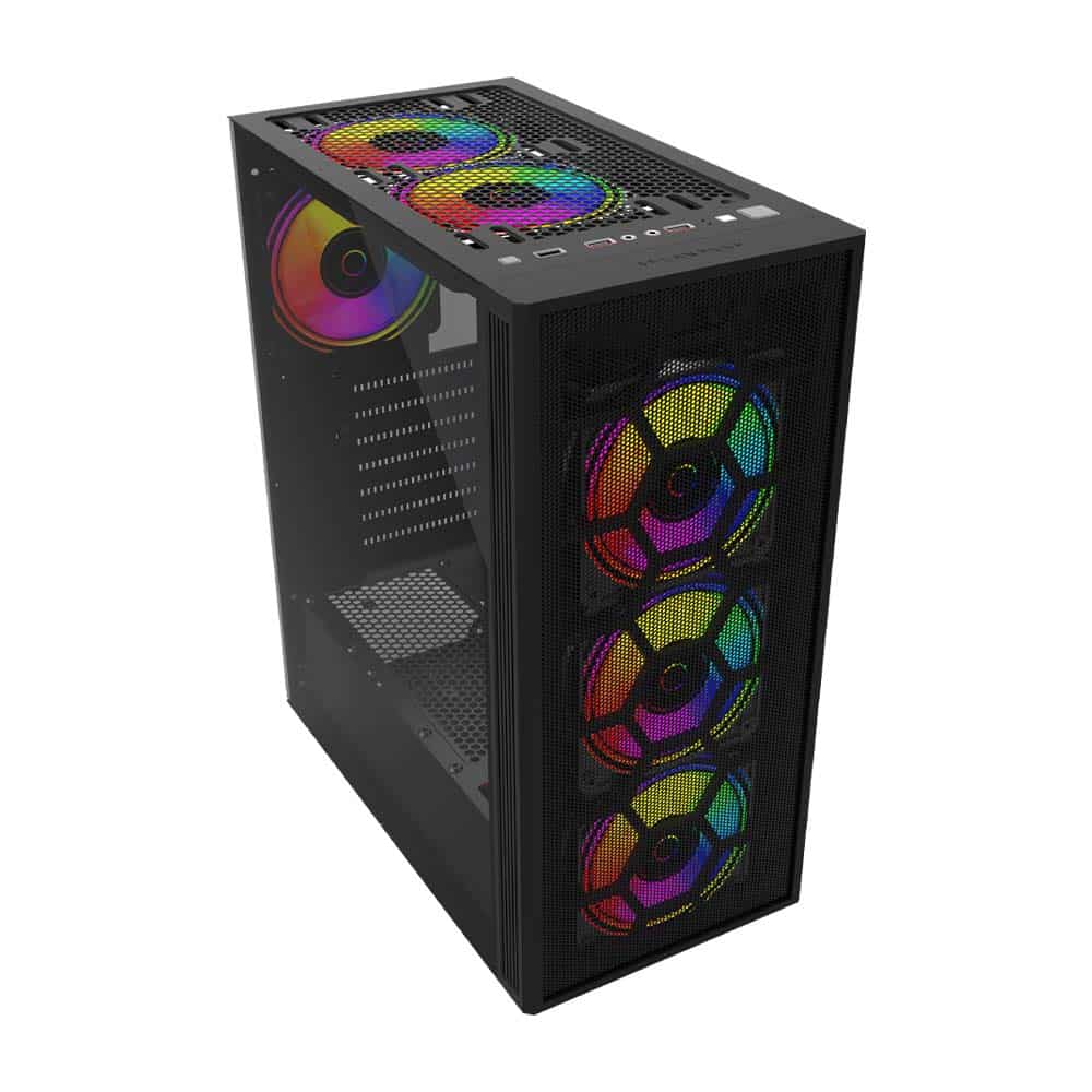Gabinete Gamer Media Torre Dragonflyii Gm740 Atx Panel Cristal/ Negro