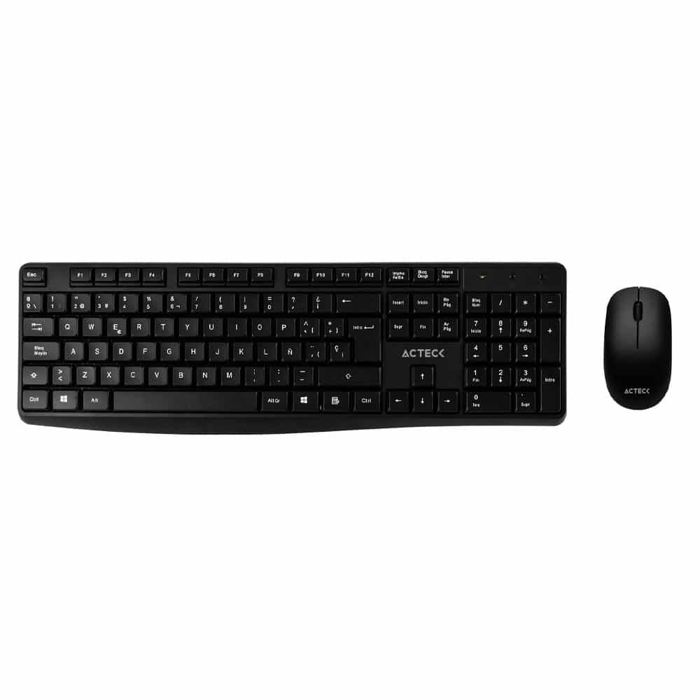 Kit                                                                                                                                                                    Inalámbrico Acteck Kt25 - Estándar, Negro, Conectividad: Inalámbrica, Teclas: 105, 2 Botones + Scroll