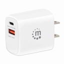 406291                                                                                                                                                                                                                                                                                                                                                                                                        Cargador De Pared Mini Para Carga De Energía Por Usb De 2 Puertos - 20 W - Enchufe De Eua, Color Blanco