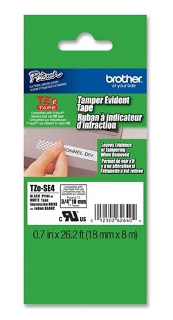 Etiqueta                                                                                                                                                                                                                              Blanca Continua Laminada De Seguridad Brother Tzese4 - De 18 Mm De Ancho X 8 Mts De Largo. Impresión En Negro.