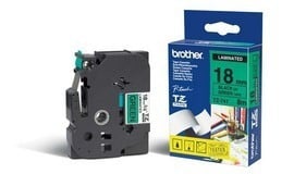 Etiqueta                                                                                                                                                                                                                                                                 Verde Continua Laminada Brother Tze741 - De 18 Mm De Ancho X 8 Mts De Largo. Impresión En Negro.