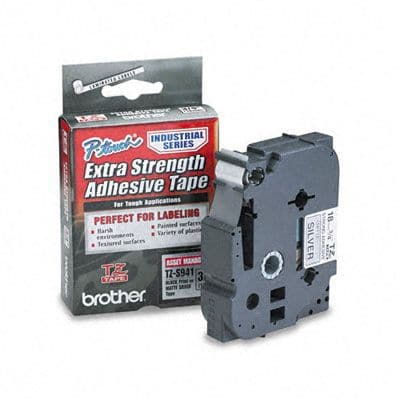 Etiqueta                                                                                                                                                                                                                                    Plata Continua Laminada Con Adhesivo Super Resistente Brother Tzes941 - De 18 Mm De Ancho X 8 Mts De Largo. Impresión En Negro.