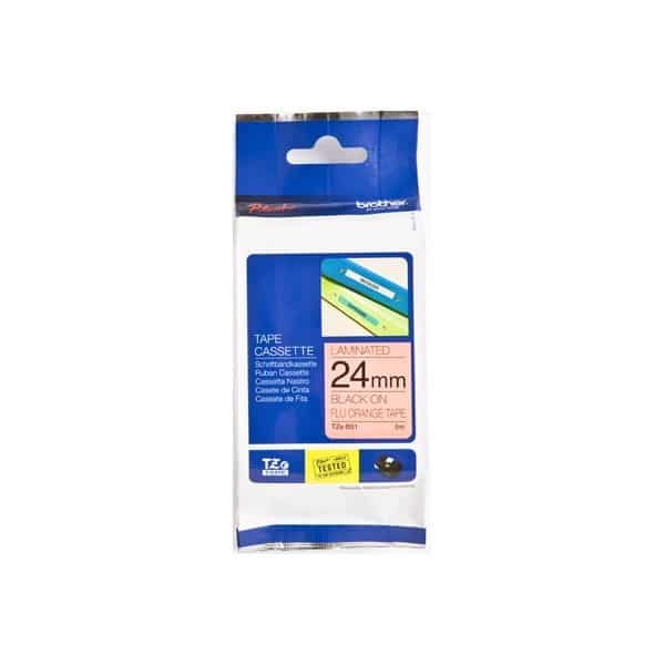 Etiqueta                                                                                                                                                                                                                                Naranja Continua Laminada Brother Tzeb51 - De 24 Mm De Ancho X 5 Mts De Largo. Impresión En Negro.