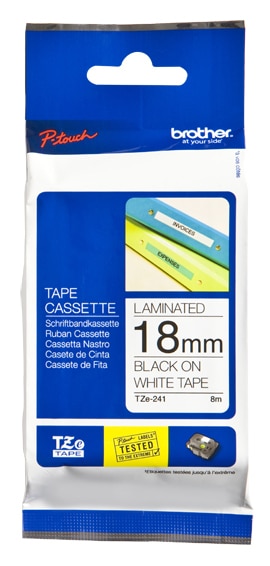 Etiqueta                                                                                                                                                                                                                                                              Blanca Continua Laminada Brother Tze241 - De 18 Mm De Ancho X 8 Mts De Largo. Impresión En Negro.