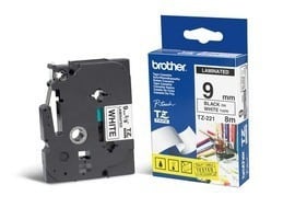 Etiqueta                                                                                                                                                                                                                            Blanca Continua Laminada Brother Tze221 - De 9 Mm De Ancho X 8 Mts De Largo. Impresión En Negro.
