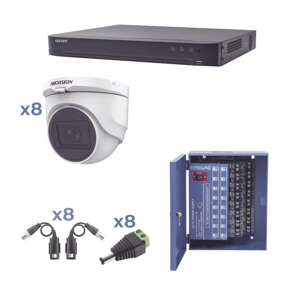 Kit                                                                                                                                                                                                         Turbohd 1080p / Dvr 8 Canales / 8 Cámaras Turret (exterior 2.8 Mm) / Conectores / Transceptores / Fuente De Poder -