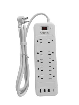 Barra                                                                                                                                                                             Multicontacto Con Puertos Usb 9p - Toma Corriente Con 10 Tomas Nema 5-15r, 3 Puertos Usb-a Y 1 Puerto Usb-c