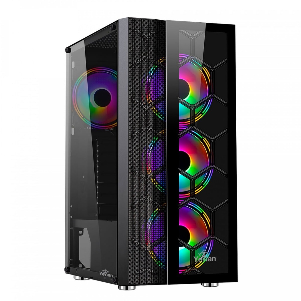 Gabinete  Yeyian Gamer Ych-7s3v-01bk Rapture2500cristempl/3ven/atx/arg(ed)