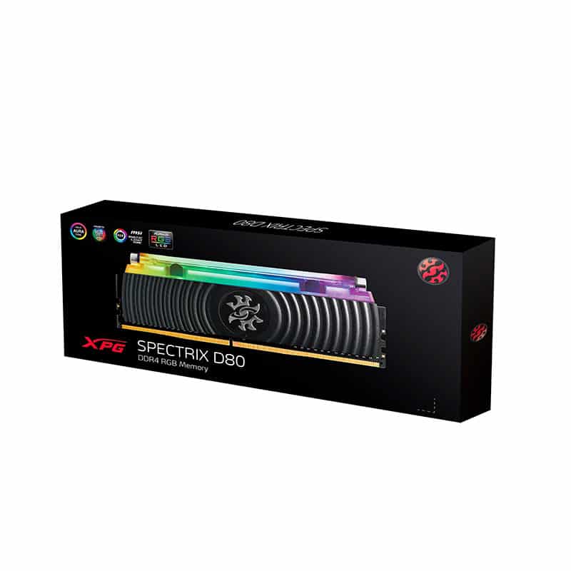 MEMORIA DDR4 ADATA XPG SPECTRIX D80 8GB 3200M RGB NEGR AX4U320038G16A-SB80 PUE