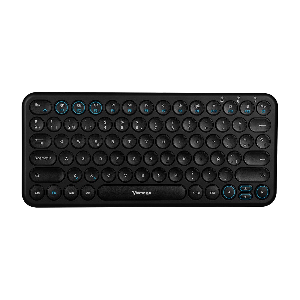 Teclado Vorago Slim Recargable Tipo C, 2 Bt+wireless Negro Kbw-400