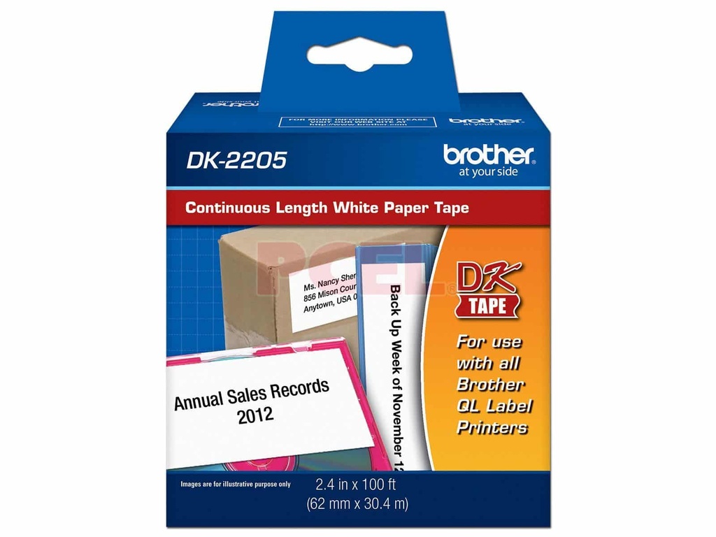 Rollo  De Papel Brother Con Adhesivo Continua 62 Mm X 30.4 M (dk2205)