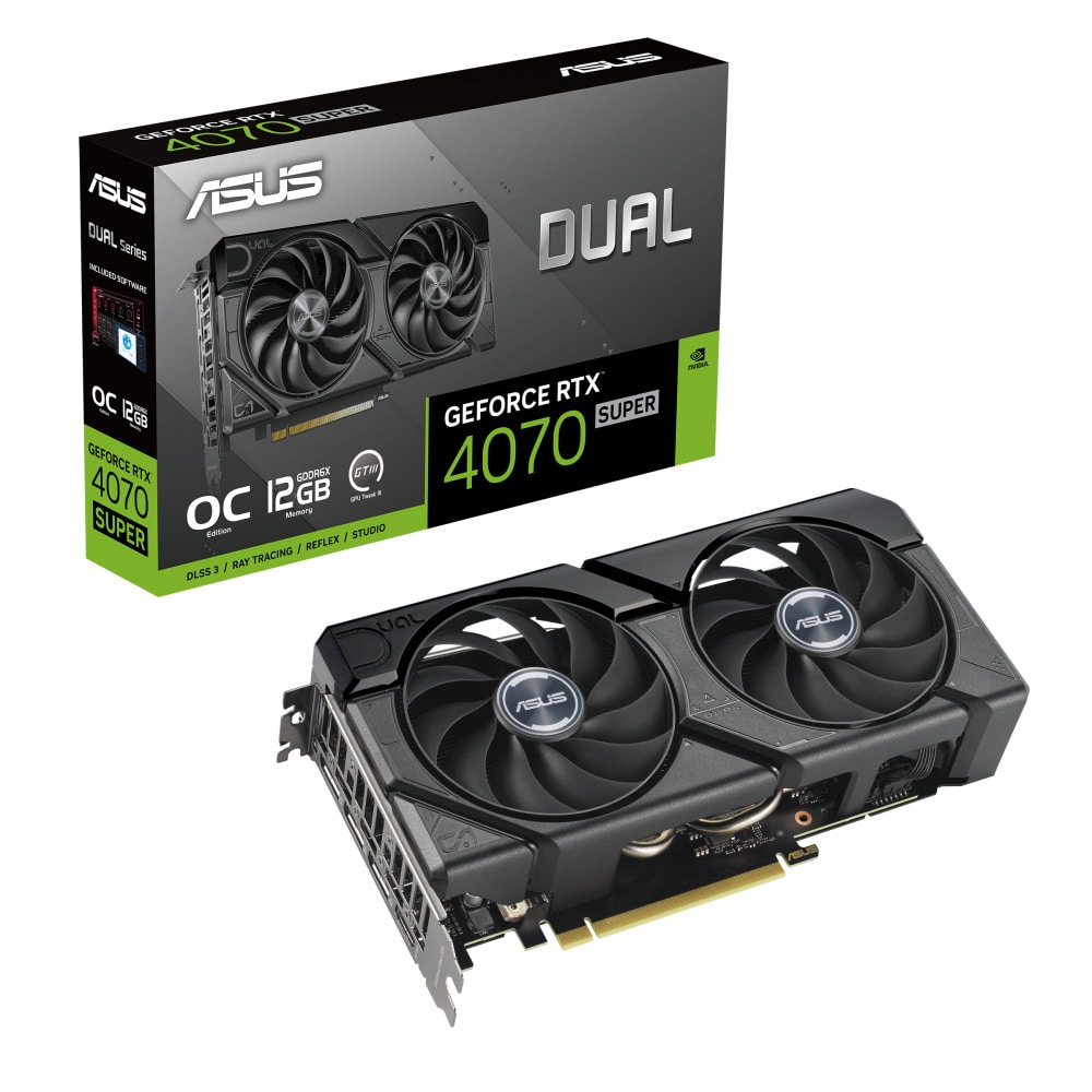 TARJETA DE VIDEO ASUS (DUAL-RTX4070S-O12G-EVO)DDR6 192 BIT,PCI-E 4.0,HDMI,3*DP,DUAL FAN