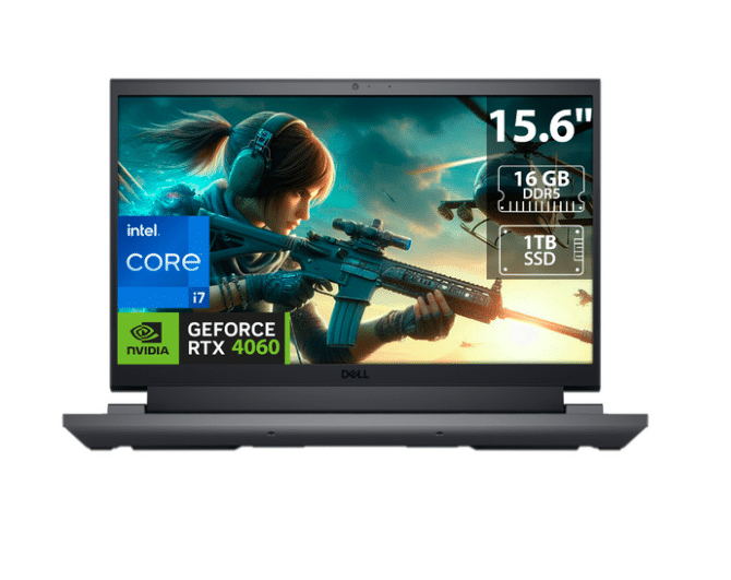 LAPTOP GAMER DELL G15 5530 INTEL CORE I7 13650HX TURBO |16GB, 1TB SSD | NVIDIA RTX 4060, 8GB | WIN 11 HOME |15.6 FHD | BLACK | H54FT |