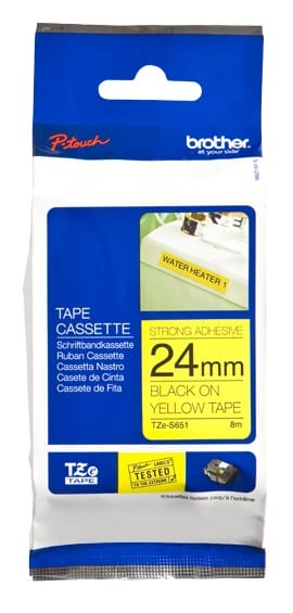 Cinta  Brother Tzes651 Negro Sobre Amarillo 24mm