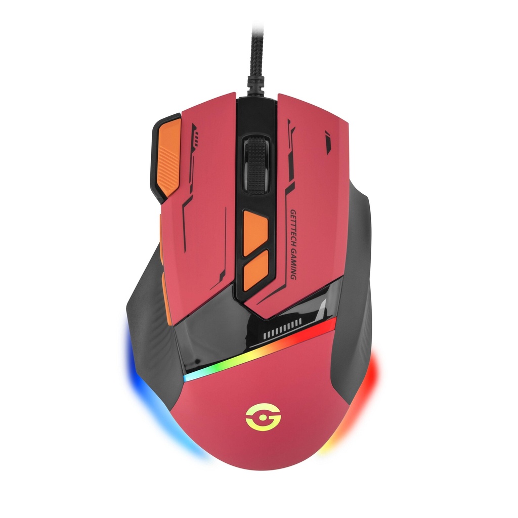 Mouse Getttech Gaming Ergonomico Rojo 7200 Dpi 3m Clics 125 Hz Rgb Gpm-rgbwr-g1-rd