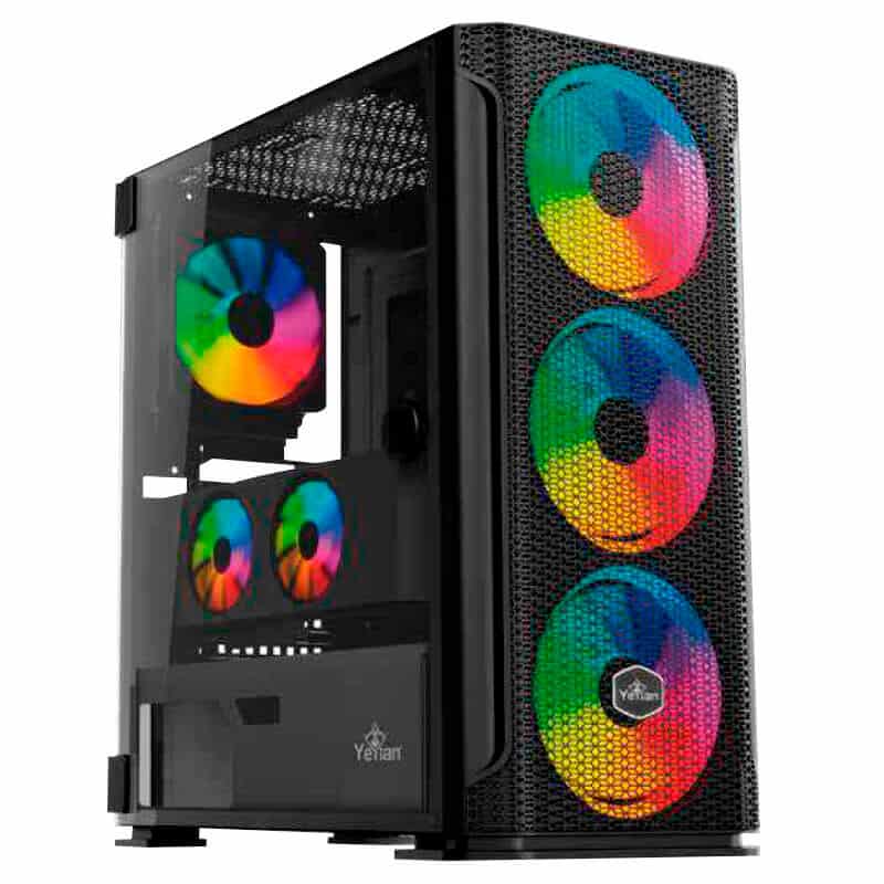 Gabinete  Yeyian Ygh-49703 Hollow 2500 Atx/3vent/ Argb/mesh/usb/negro