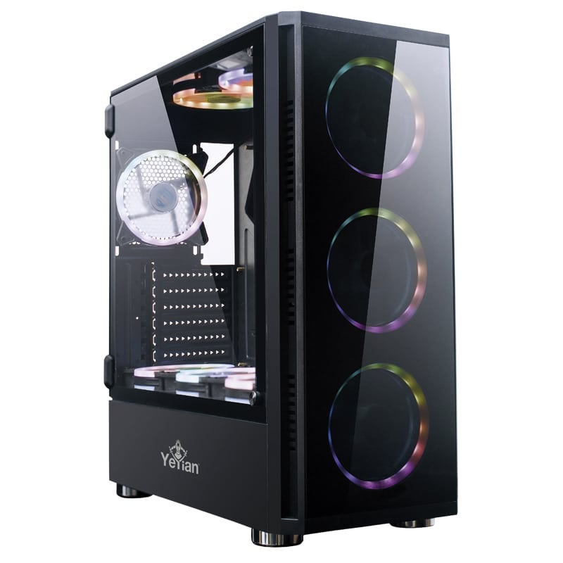 Gabinete                                                   Yeyian Ygs-68808 Shadow 2200 Lat Crist 3 Vent Rgb/usb/negro