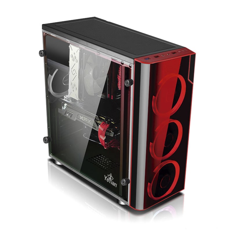 Gabinete                                                                                                                                                                                                                                                                                                                                                                                                                                                                                                                                                                                                                                                                                                                                                                                      Yeyian Ygv-68811 Vortex 1200 Lat Acri 3vent Led Roj/usb/negro