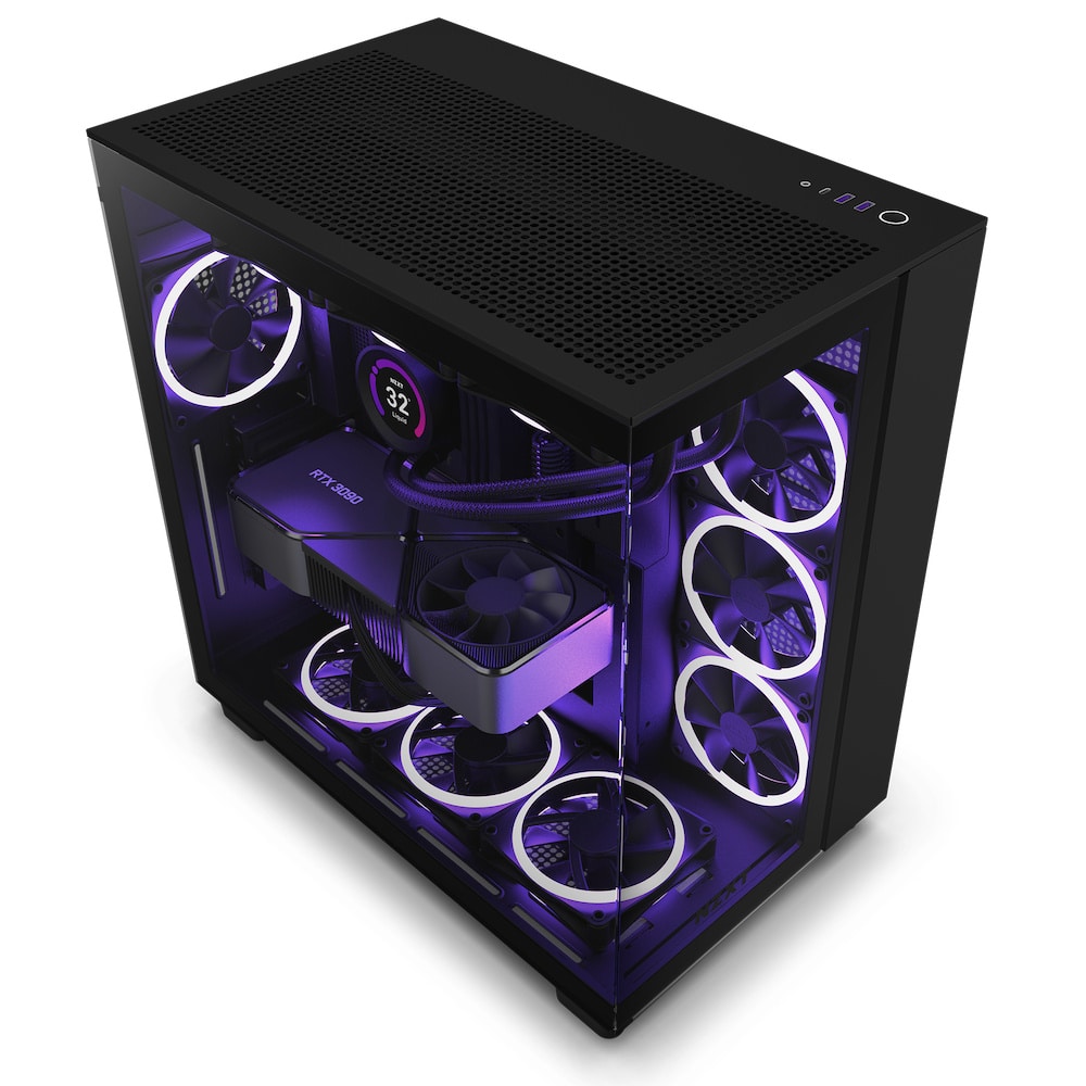 GABINETE NZXT H9 FLOW /NEGRO/VIDRIO TEMPLADO/ATX MID TOWER /C/4 VENTILADORES/GAMER