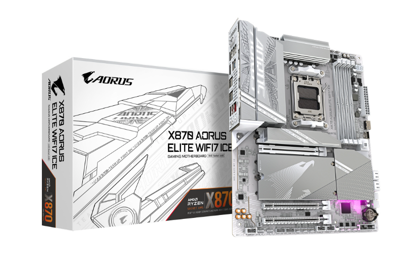 TARJETA MADRE GIGABYTE X870 A ELITE WF7 ICE / SOCKET AM5 / DDR5 X4 8200 MT/S / WIFI 7 / BT 5.4 / PCIE X16 5.0 / M.2 / ATX / GAMER