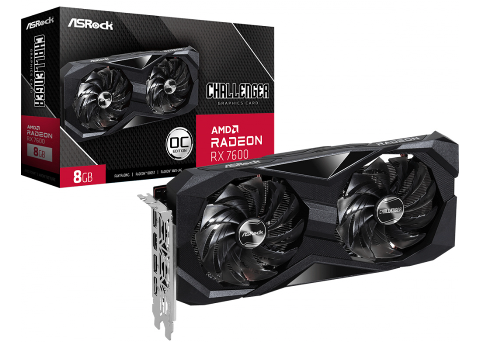 TARJETA DE VIDEO ASROCK AMD RADEON RX 7600 CHALLENGER OC/PCIE 4.0X16/8 GB/GDDR6/128 BITS/DUAL FAN/3 DISPLAYPORT 1.4/1 HDMI 2.1/RESOLUCION MAXIMA 7680X4320/BOOST CLOCK 2695 MHZ/GAMA MEDIA