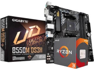 SET TARJETA MADRE GIGABYTE B550M-DS3H RYZEN 3000 SERIES MATX + AMD RYZEN 3 PRO 4350G 4 CORES 3.8GHZ
