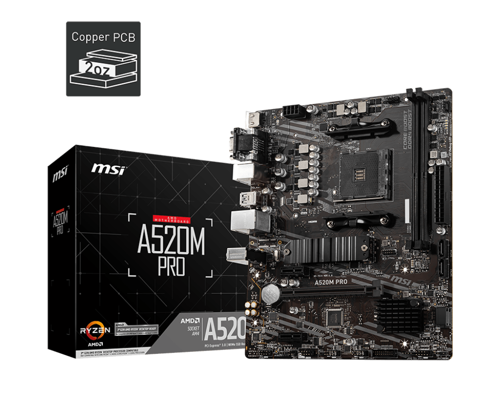 Tarjeta Madre Msi A520m Pro Am4 Ddr4, Matx