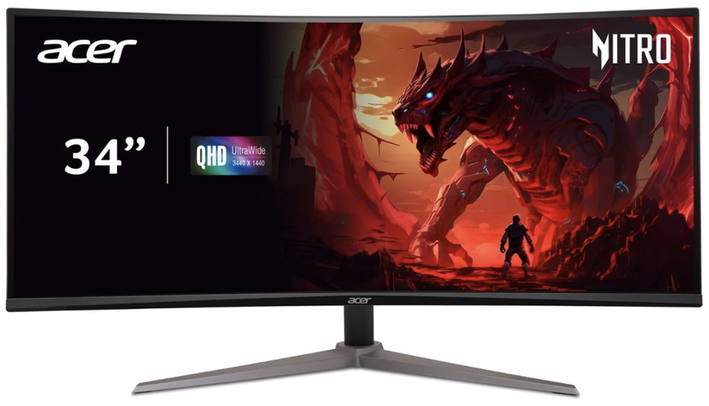 Monitor Acer Nitro Gaming 34”/curved/qhd/180hz/1ms/21:9/hdr10/freesync Premium/ Ed340cu Sbmiipx