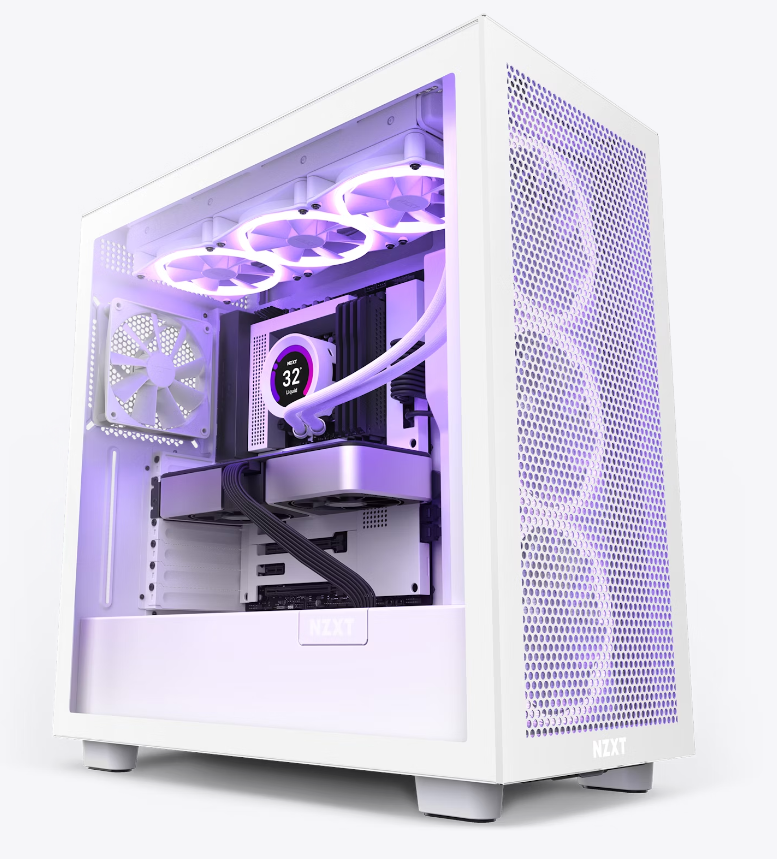 Gabinete Nzxt H7 Flow White Atx Cristal Templado 2 Usb 3.2, 1 Usb Tipo C 3.2