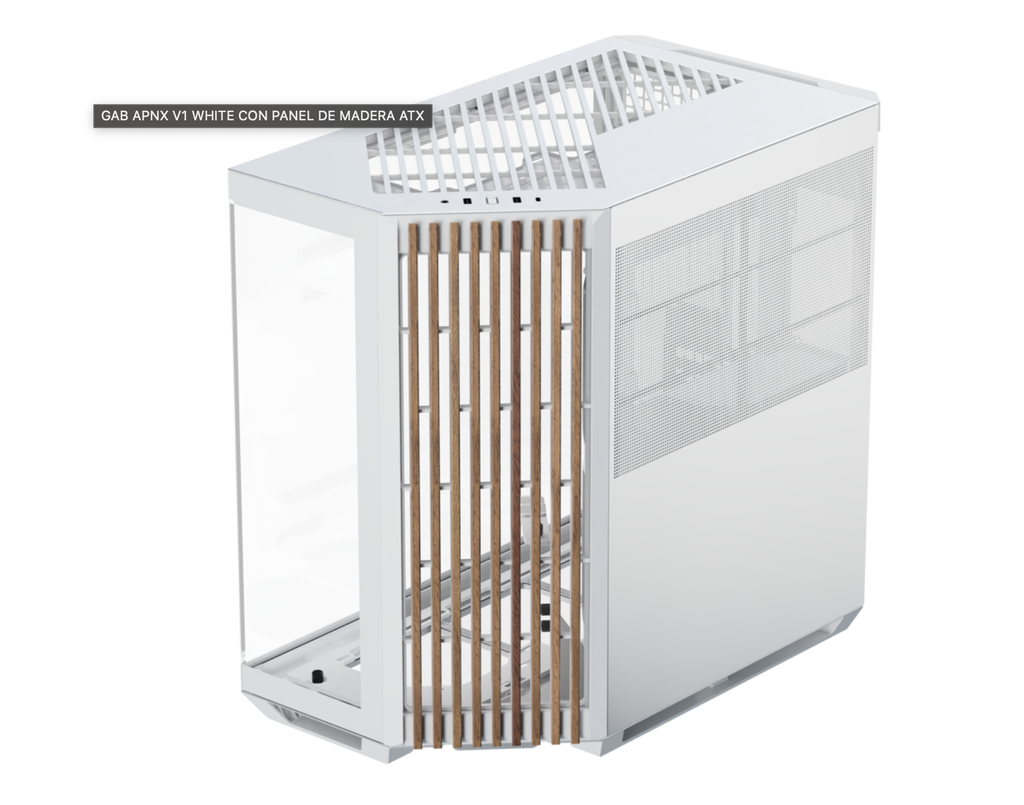 Gabinete Apnx V1 White Con Panel De Madera Atx