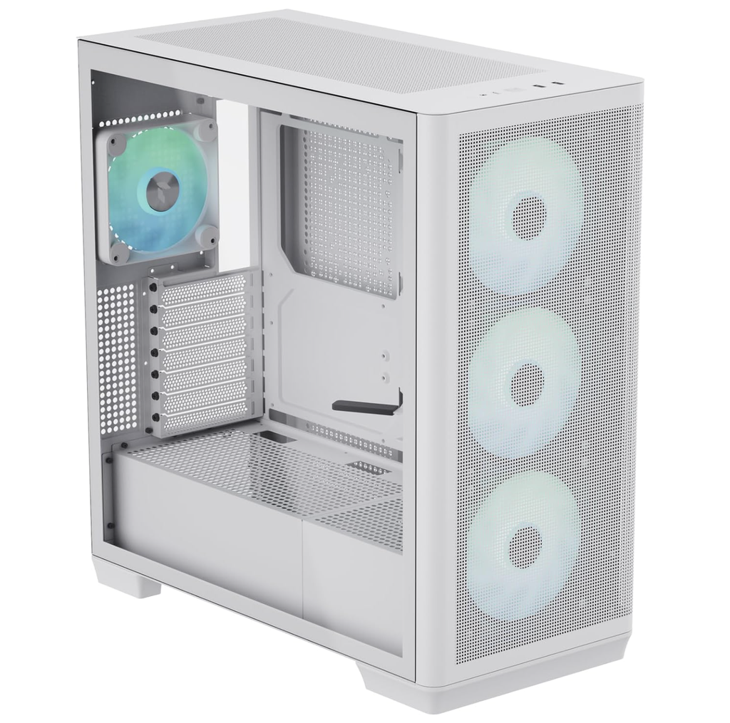 Gabinete APNX C1 con Ventana, Midi-Tower, ATX/Micro-ATX/Mini-ITX, USB 3.0, sin Fuente, 4 Ventiladores ARGB Incluidos Blanco