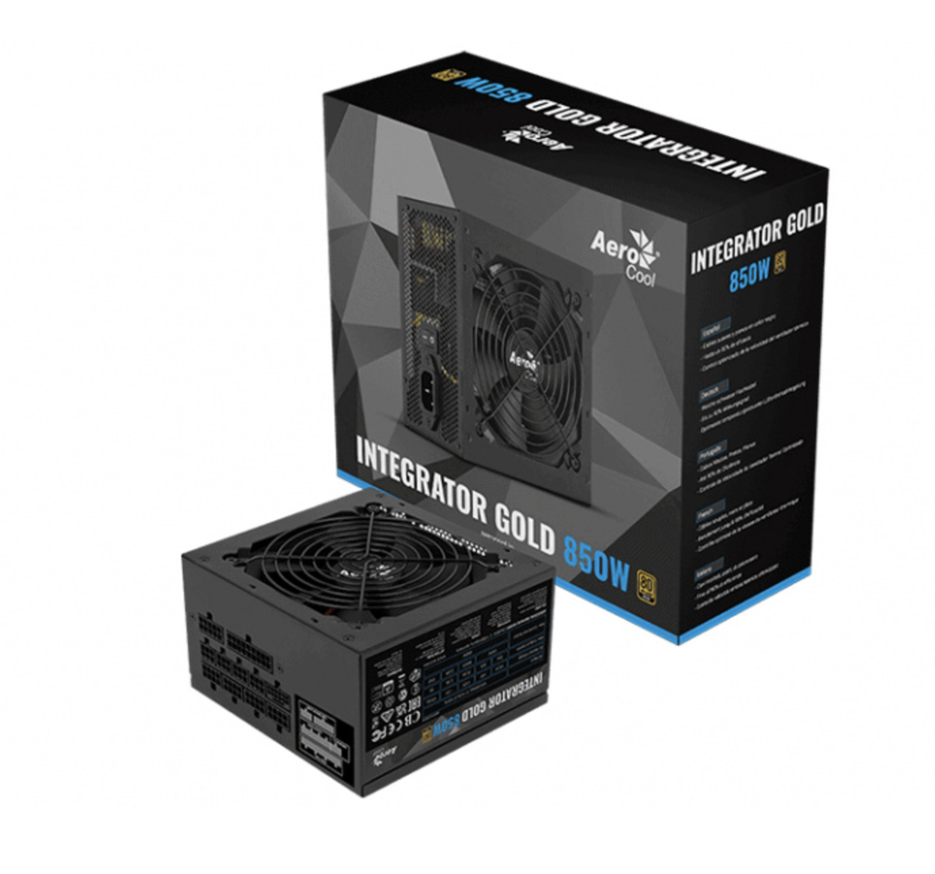 Fuente de Poder Aerocool Integrator Gold 850W 80 PLUS Gold, Modular, 24-pin ATX, 120mm, 850W