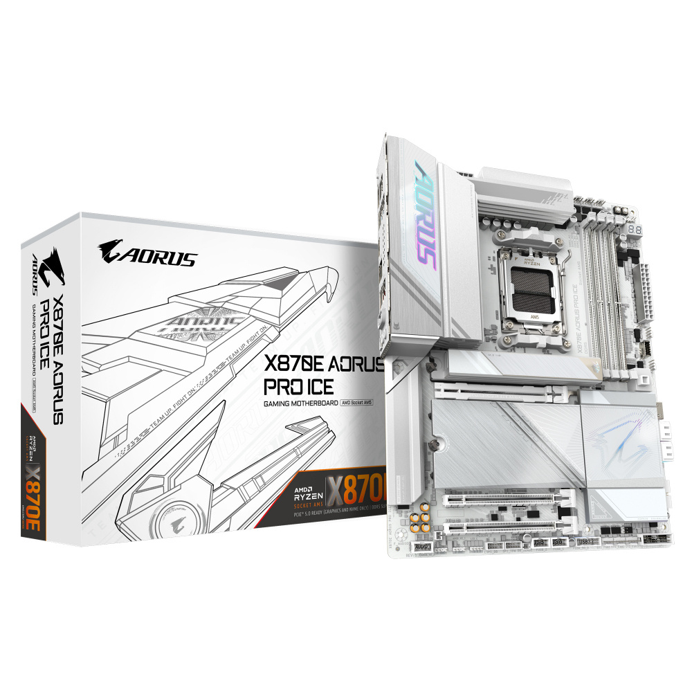Tarjeta Madre Gigabyte X870e Aorus Pro Ice / Socket Am5 / Amd X870e / Ddr5 4x 8200 Mt/s / Wifi7 / Bt