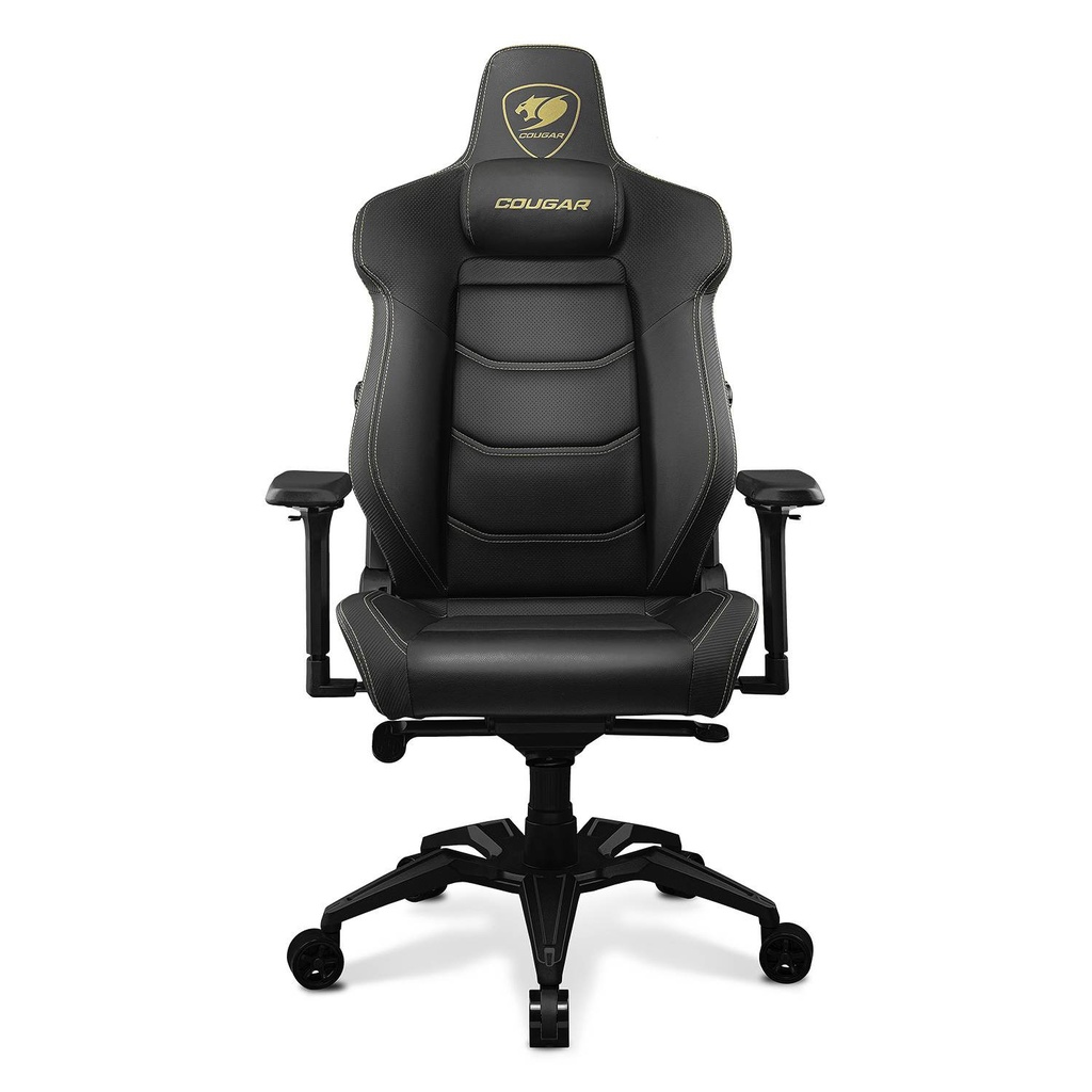 Silla Cougar Armor Evo M Gold Black Reclinable Cuero Sintetico 160kg