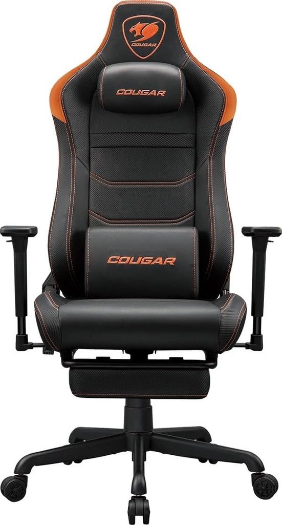 Silla Cougar Armor Evo S Black/orange Cuero Sintetico, Cojin Lumbar Reposapies 120kg