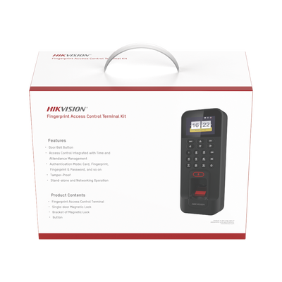 Kit De Control De Acceso Todo Incluido Con Lector De Huellas Y Tarjetas / 3,000 Huellas / Compatible Con App Hik-connect / Incluye Electroimán  Botón De Salida Y Montajes Z Y L Para Imán (ds-k1t804)