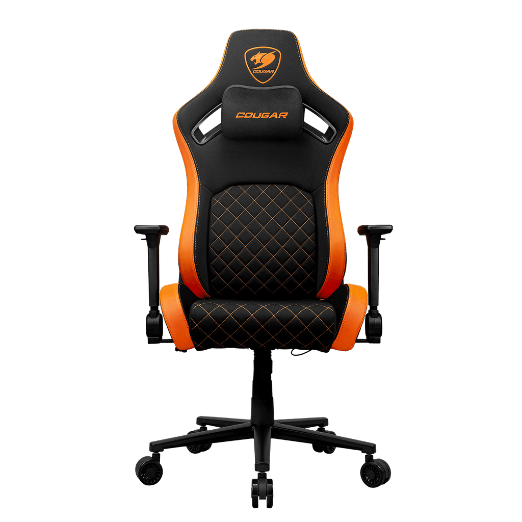 Silla Cougar Defensor F Orange Black Cuero Sintetico Bolsillo Trasero 120kg